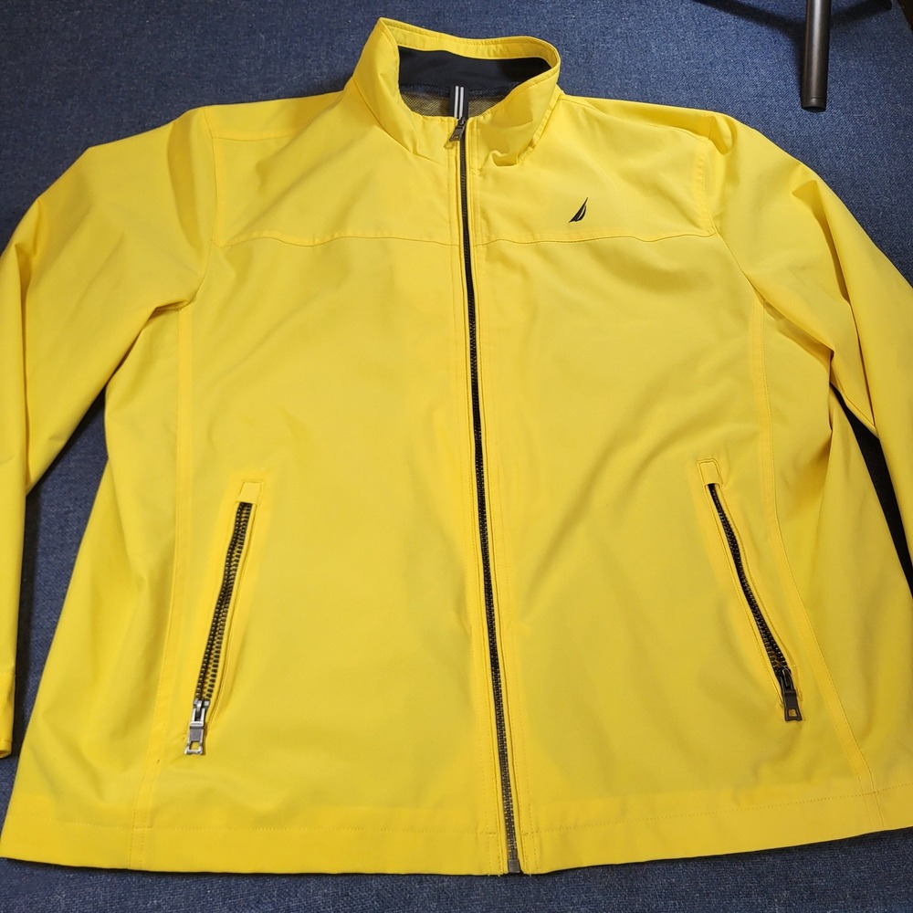 Nautica Men XXL Yellow Water Resistant Active Stretch Windbreaker Jacket Zip